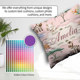Custom Name Safari Animals Zebra Rhino Turtle Soft Pink Seamless Square Filled Cushion Throw Pillow Sofa Bed Home Decor Zip Washable UK Made