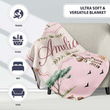 Cute Safari Animals Zebra Rhino Turtle Pink Seamless Pattern Lovely  Personalised Custom Name Super Soft Fleece Blanket Bed Sofa Throw