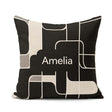 Custom Name Contemporary Line Grid Black Cream Abstract Outline Square Filled Cushion Throw Pillow Sofa Bed Home Decor Zip Washable UK Made