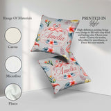 Custom Name Elegant Pink Tropical Flowers on Background Seamless Square Filled Cushion Throw Pillow Sofa Bed Home Decor Zip Washable UK Made