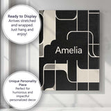 Personalised Name Contemporary Line Grid Black Cream Abstract Custom Statement Collection Canvas Wall Art Print Decor Picture Ready to Hang