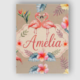 Personalised Name Elegant Pink Flamingos Custom  Interior Decorative Contemporary Canvas Wall Art Print Decor Picture Ready to Hang