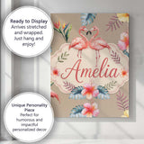 Personalised Name Elegant Pink Flamingos Custom  Interior Decorative Contemporary Canvas Wall Art Print Decor Picture Ready to Hang