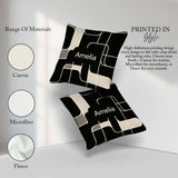 Custom Name Contemporary Line Grid Black Cream Abstract Outline Square Filled Cushion Throw Pillow Sofa Bed Home Decor Zip Washable UK Made