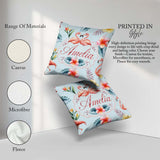 Custom Name Elegant Pink Tropical Flowers on Background Seamless Square Filled Cushion Throw Pillow Sofa Bed Home Decor Zip Washable UK Made