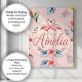 Personalised Name Elegant Pink Flamingos Custom  Interior Decorative Contemporary Canvas Wall Art Print Decor Picture Ready to Hang