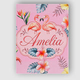 Personalised Name Elegant Pink Flamingos Custom  Interior Decorative Contemporary Canvas Wall Art Print Decor Picture Ready to Hang