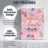 Personalised Name Elegant Pink Flamingos Custom  Interior Decorative Contemporary Canvas Wall Art Print Decor Picture Ready to Hang