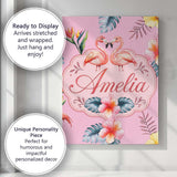 Personalised Name Elegant Pink Flamingos Custom  Interior Decorative Contemporary Canvas Wall Art Print Decor Picture Ready to Hang