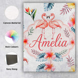 Personalised Name Elegant Pink Flamingos Custom  Interior Decorative Contemporary Canvas Wall Art Print Decor Picture Ready to Hang