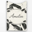 Bold Expressionist Brush Strokes Black Cream Artistic Abstract  Personalised Custom Name Super Soft Fleece Blanket Bed Sofa Throw