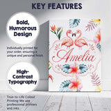 Personalised Name Elegant Pink Flamingos Custom  Interior Decorative Contemporary Canvas Wall Art Print Decor Picture Ready to Hang