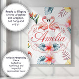 Personalised Name Elegant Pink Flamingos Custom  Interior Decorative Contemporary Canvas Wall Art Print Decor Picture Ready to Hang