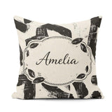 Custom Name Bold Brush Strokes Black Cream Artistic Abstract Square Filled Cushion Throw Pillow Sofa Bed Home Decor Zip Washable UK Made