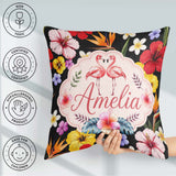 Custom Name Tropical Hibiscus Flowers of Paradise Bright Floral Square Filled Cushion Throw Pillow Sofa Bed Home Decor Zip Washable UK Made