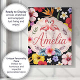 Personalised Name Cute Tropical Hibiscus Custom  Unique Gift Idea Elegant Feature Canvas Wall Art Print Decor Picture Ready to Hang