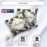 Custom Name Bold Brush Strokes Black Cream Artistic Abstract Square Filled Cushion Throw Pillow Sofa Bed Home Decor Zip Washable UK Made