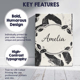 Personalised Name Bold Expressionist Brush Strokes Black Cream Custom Modern Room Accent Canvas Wall Art Print Decor Picture Ready to Hang