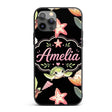 Cute Cartoon Sea Turtle Starfish Shells on Black Custom Name Protective Phone Case Mobile Cover Durable Everyday Smartphone Shock Resistant