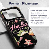 Cute Cartoon Sea Turtle Starfish Shells on Black Custom Name Protective Phone Case Mobile Cover Durable Everyday Smartphone Shock Resistant