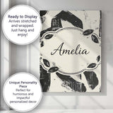 Personalised Name Bold Expressionist Brush Strokes Black Cream Custom Modern Room Accent Canvas Wall Art Print Decor Picture Ready to Hang