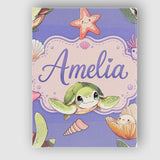 Personalised Name Cute Cartoon Sea Turtle Custom  Unique Gift Idea Elegant Feature Canvas Wall Art Print Decor Picture Ready to Hang