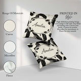 Custom Name Bold Brush Strokes Black Cream Artistic Abstract Square Filled Cushion Throw Pillow Sofa Bed Home Decor Zip Washable UK Made