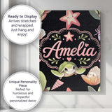 Personalised Name Cute Cartoon Sea Turtle Custom  Unique Gift Idea Elegant Feature Canvas Wall Art Print Decor Picture Ready to Hang