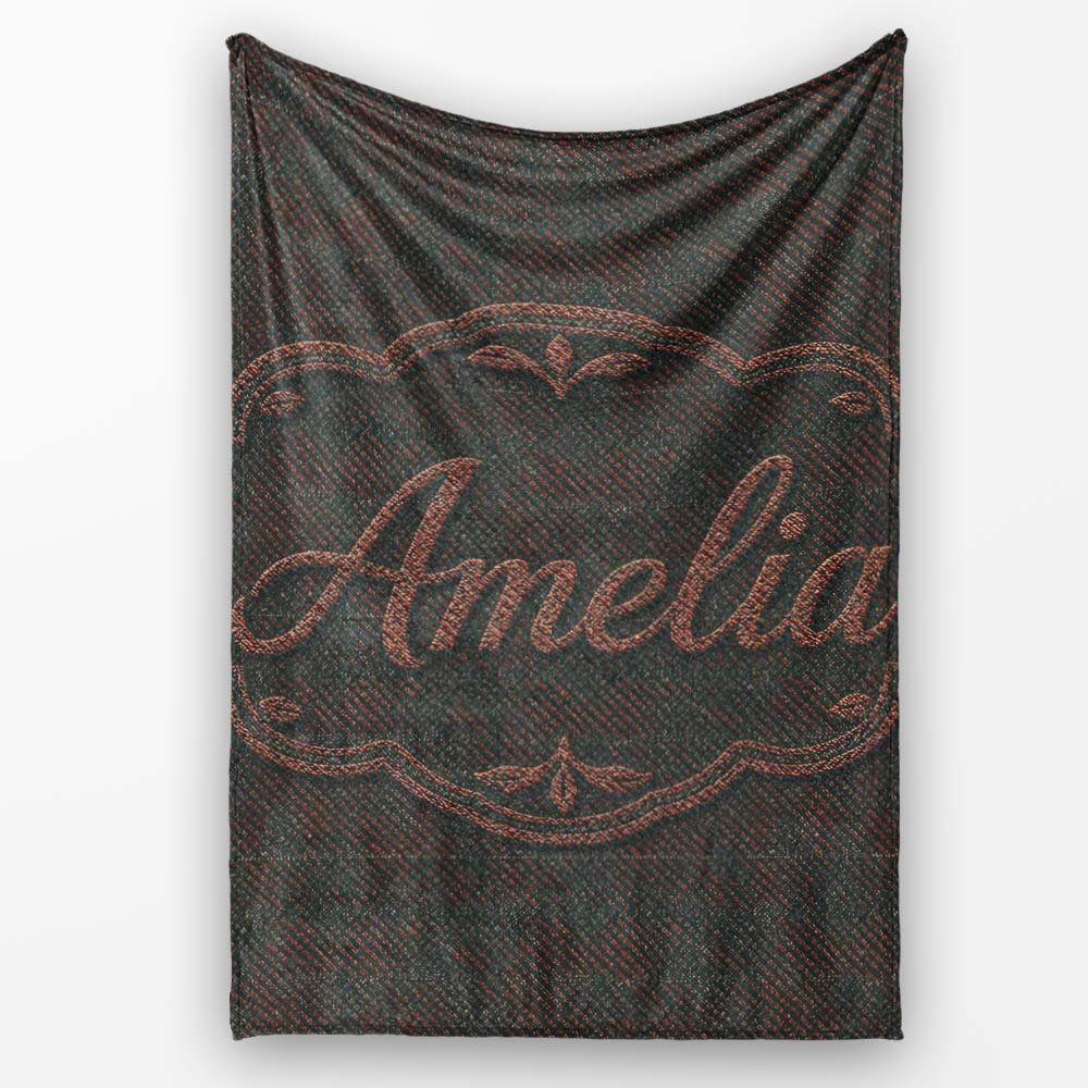 Dark Green Textured Herringbone Style Seamless Pattern Lovely  Personalised Custom Name Super Soft Fleece Blanket Bed Sofa Throw