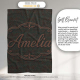 Dark Green Textured Herringbone Style Seamless Pattern Lovely  Personalised Custom Name Super Soft Fleece Blanket Bed Sofa Throw