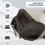 Dark Green Textured Herringbone Style Seamless Pattern Lovely  Personalised Custom Name Super Soft Fleece Blanket Bed Sofa Throw