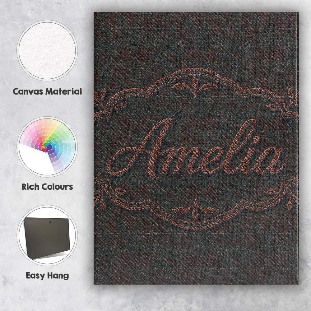 Personalised Name Dark Green Textured Custom Modern Room Accent Creative Decorator Style Canvas Wall Art Print Decor Picture Ready to Hang