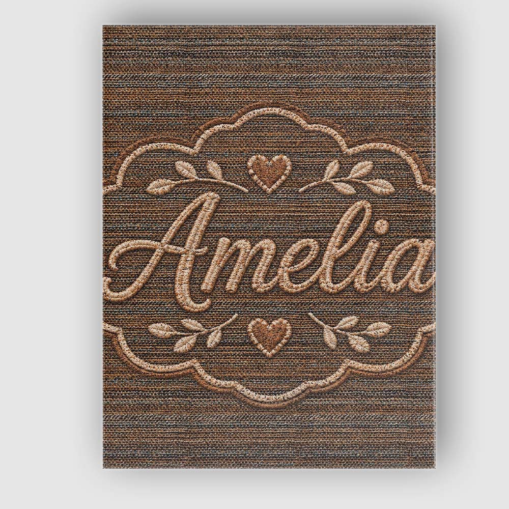 Personalised Name Brown Woven Texture Custom Modern Room Accent Creative Decorator Style Canvas Wall Art Print Decor Picture Ready to Hang