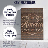 Personalised Name Brown Woven Texture Custom Modern Room Accent Creative Decorator Style Canvas Wall Art Print Decor Picture Ready to Hang