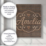 Personalised Name Brown Woven Texture Custom Modern Room Accent Creative Decorator Style Canvas Wall Art Print Decor Picture Ready to Hang