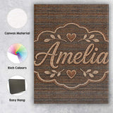 Personalised Name Brown Woven Texture Custom Modern Room Accent Creative Decorator Style Canvas Wall Art Print Decor Picture Ready to Hang