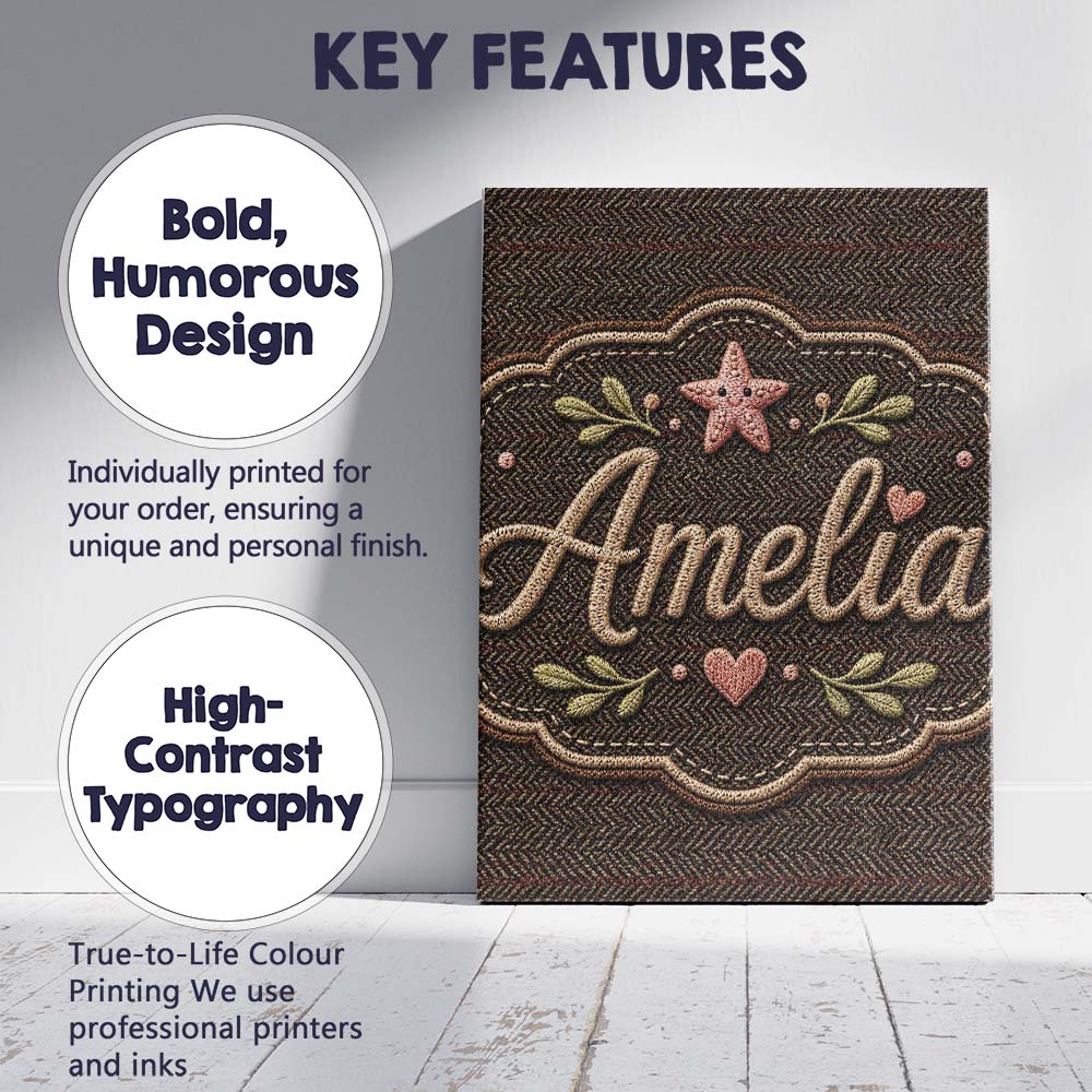 Personalised Name Classic Tweed Herringbone Custom  Bespoke Interior Contemporary Canvas Wall Art Print Decor Picture Ready to Hang