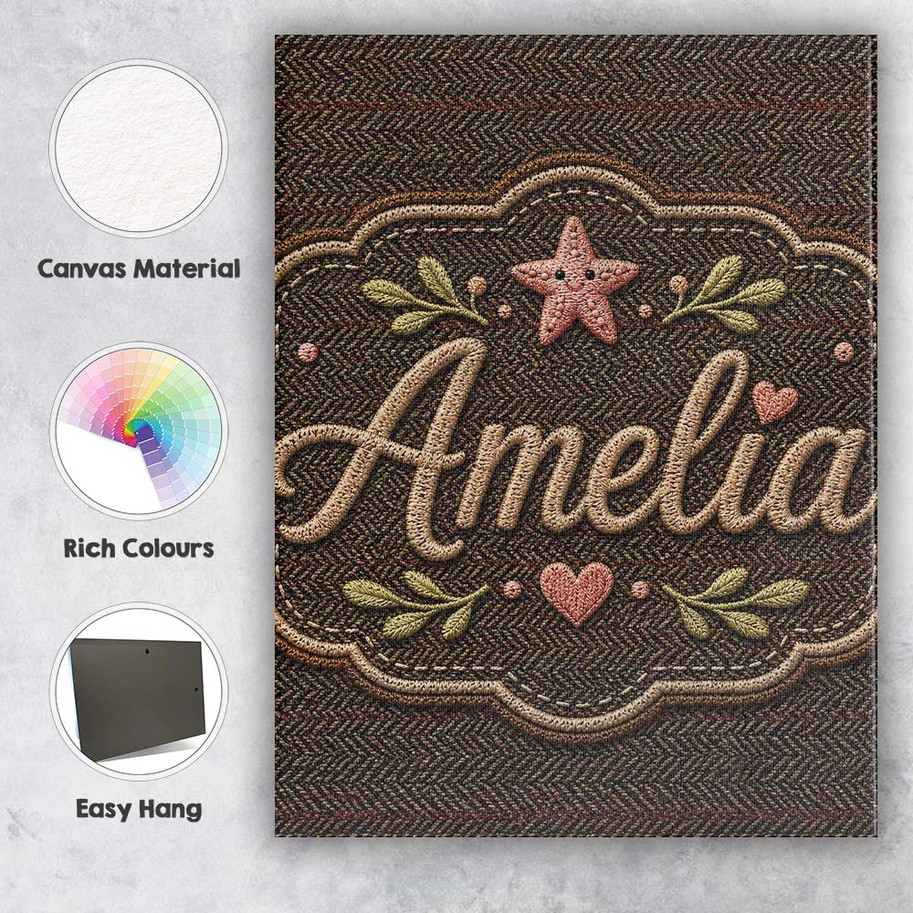 Personalised Name Classic Tweed Herringbone Custom  Bespoke Interior Contemporary Canvas Wall Art Print Decor Picture Ready to Hang