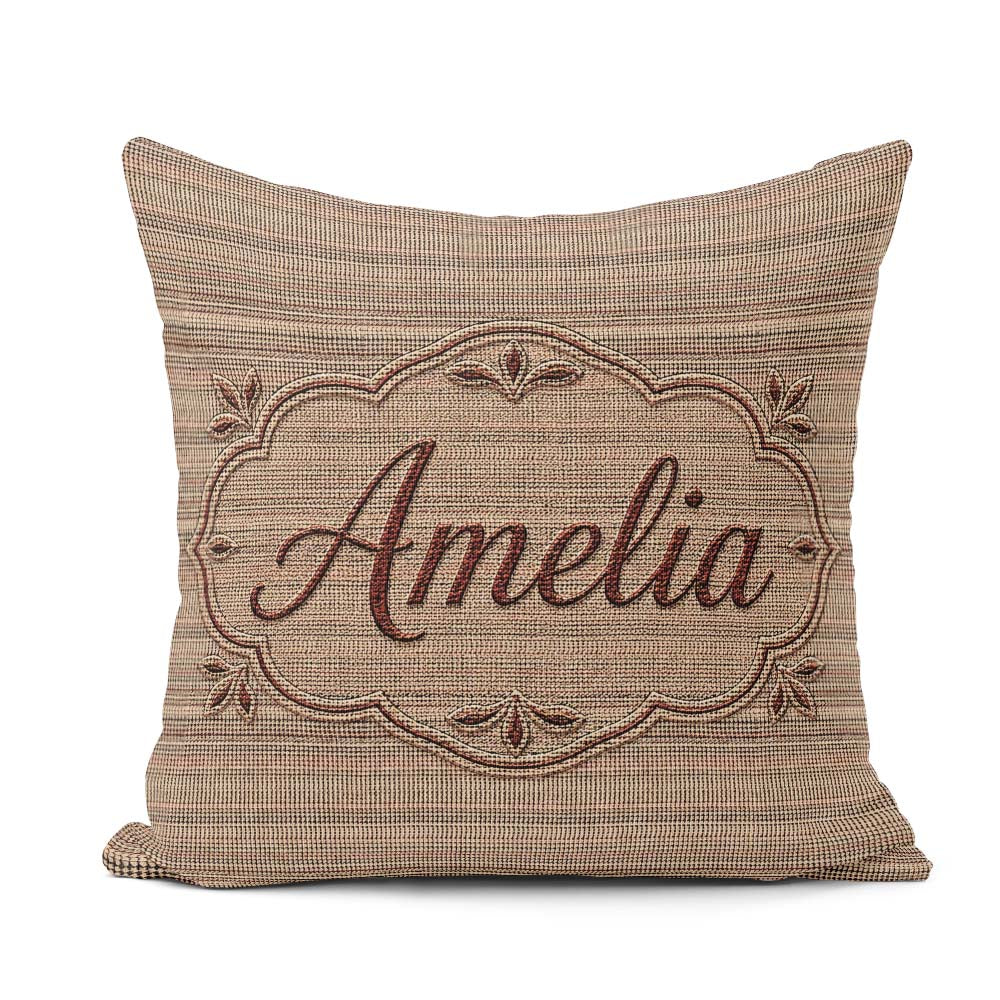 Custom Name Beige Small Check Woven Texture Seamless Pattern Square Filled Cushion Throw Pillow Sofa Bed Home Decor Zip Washable UK Made