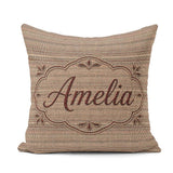 Custom Name Beige Small Check Woven Texture Seamless Pattern Square Filled Cushion Throw Pillow Sofa Bed Home Decor Zip Washable UK Made