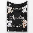 Cute Baby Koala Bears with Stars on Black Background Seamless Lovely  Personalised Custom Name Super Soft Fleece Blanket Bed Sofa Throw