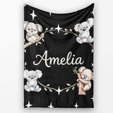 Cute Baby Koala Bears with Stars on Black Background Seamless Lovely  Personalised Custom Name Super Soft Fleece Blanket Bed Sofa Throw