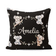 Custom Name Cute Baby Koala Bears with Stars on Black Background Square Filled Cushion Throw Pillow Sofa Bed Home Decor Zip Washable UK Made