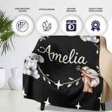 Cute Baby Koala Bears with Stars on Black Background Seamless Lovely  Personalised Custom Name Super Soft Fleece Blanket Bed Sofa Throw