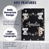 Personalised Name Cute Baby Koala Bears Custom  Modern Room Accent Elegant Feature Canvas Wall Art Print Decor Picture Ready to Hang