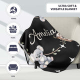 Cute Baby Koala Bears with Stars on Black Background Seamless Lovely  Personalised Custom Name Super Soft Fleece Blanket Bed Sofa Throw