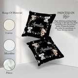 Custom Name Cute Baby Koala Bears with Stars on Black Background Square Filled Cushion Throw Pillow Sofa Bed Home Decor Zip Washable UK Made