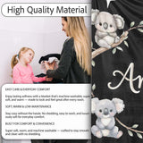 Cute Baby Koala Bears with Stars on Black Background Seamless Lovely  Personalised Custom Name Super Soft Fleece Blanket Bed Sofa Throw