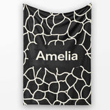 Pebble Outline Network Black Cream Organic Abstract Pattern Lovely  Personalised Custom Name Super Soft Fleece Blanket Bed Sofa Throw