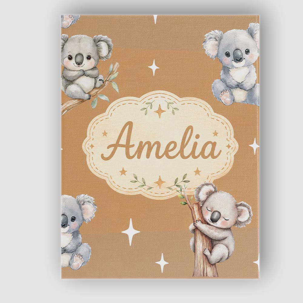 Personalised Name Cute Baby Koala Bears Custom  Modern Room Accent Elegant Feature Canvas Wall Art Print Decor Picture Ready to Hang